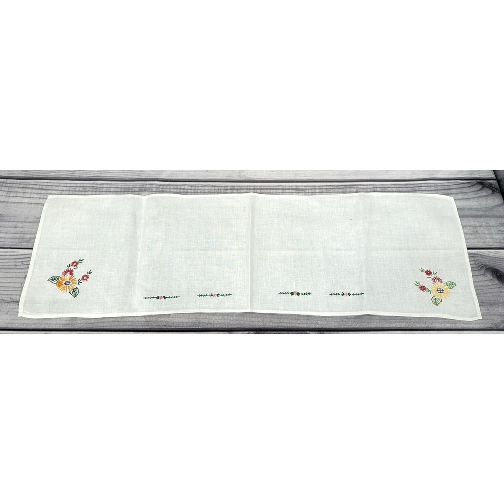 VINTAGE EMBROIDERED TABLE / DRESSER RUNNER SCARF ‎ 37" X 10.5"      *3
